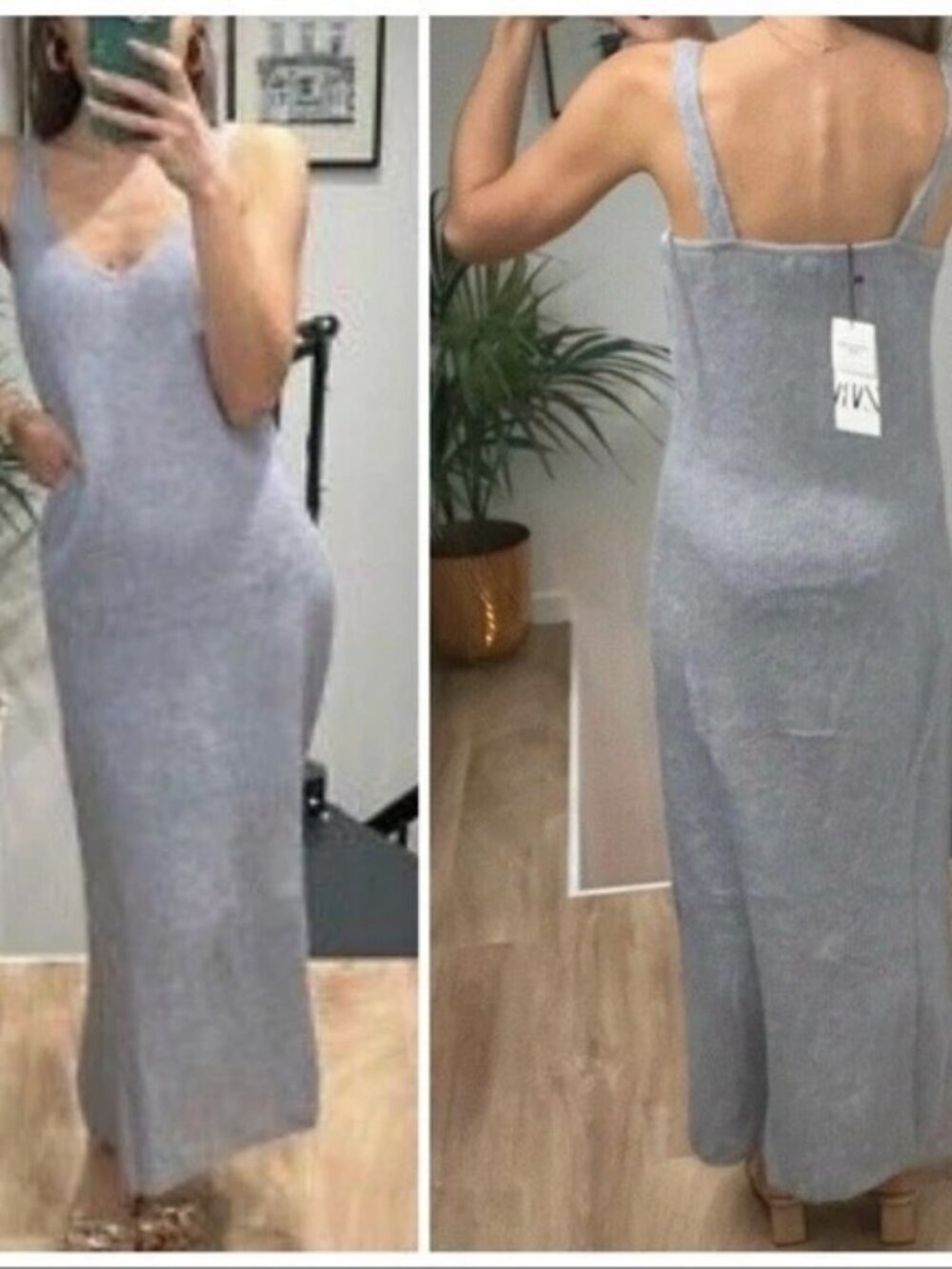 NWT ZARA WOMEN WOOL ALPACA BEADED STRAPPY DRESS Sz-M